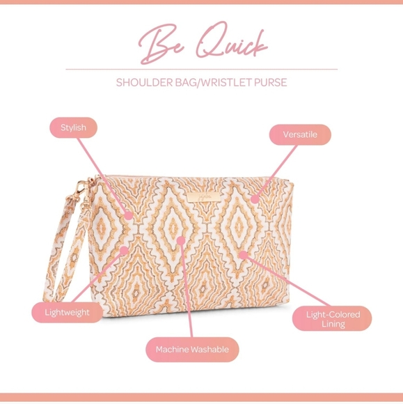 JuJuBe | Be Quick Shoulder Bag/Wristlet Purse Organizer blue stripe - Picture 4 of 6